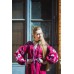 Boho Style Ukrainian Embroidered Midi Dress Burgundy